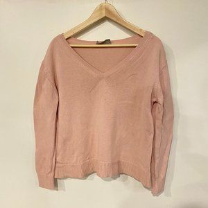 Everlane Soft Cotton Deep V Neck Pullover Sweater - Small, Blush Pink